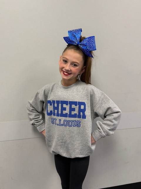 Grey Crewneck w/ Blue Puff Logo